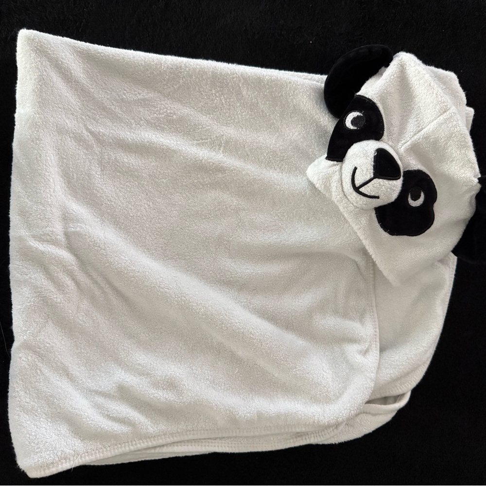 White and Black Panda Hooded Infant Towel